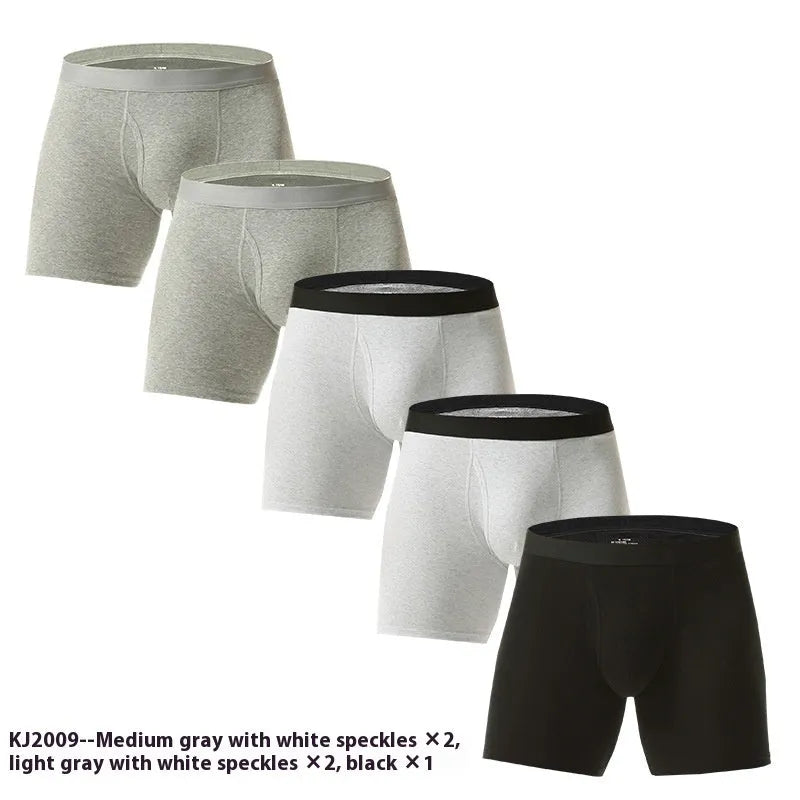 Men's cotton boxer briefs in solid colours, seamless antibacterial design, sizes M to 5XL, multi-pack options.