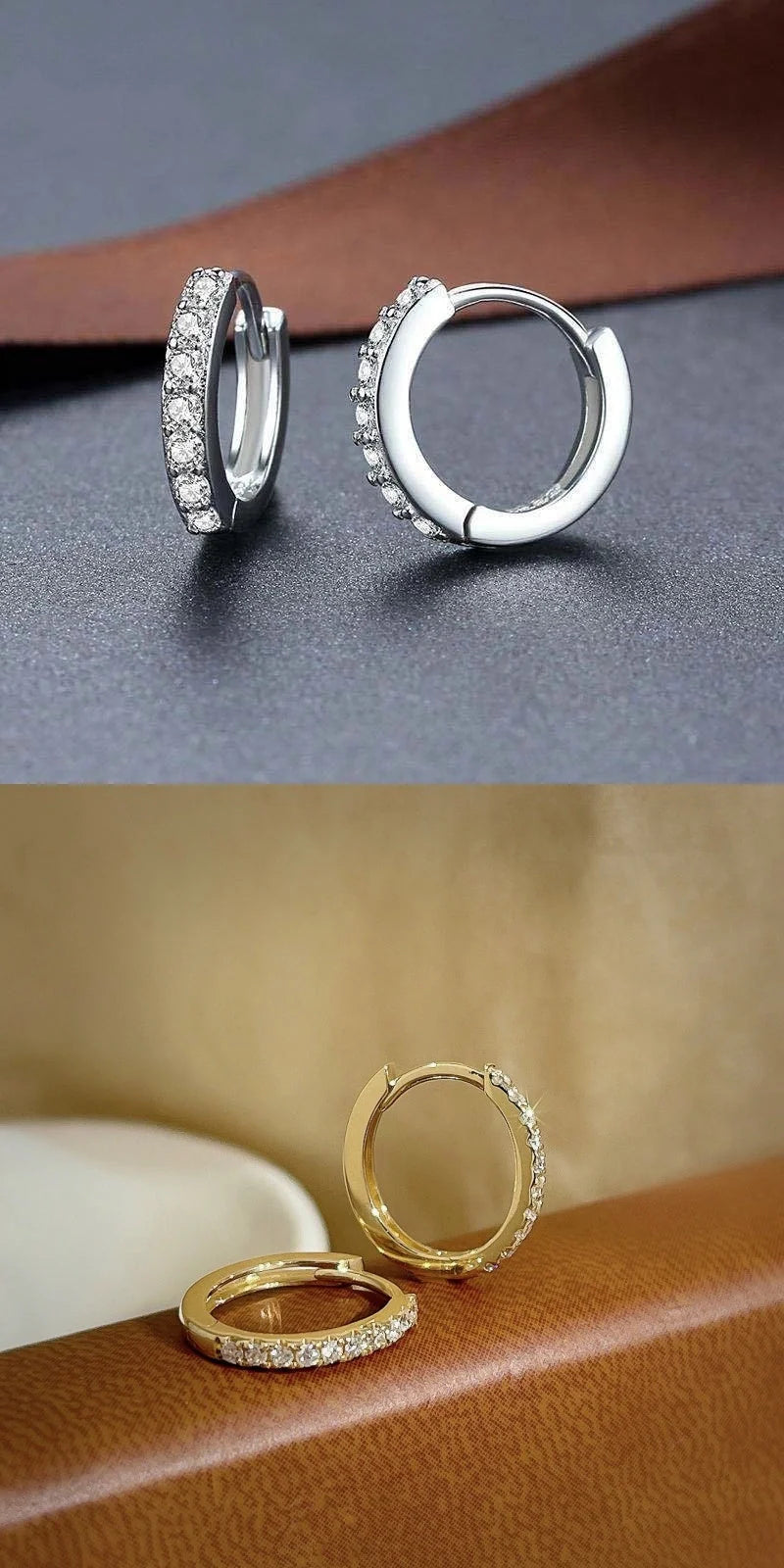 Elegant S925 Sterling Silver Single Row Diamond Earrings for Women