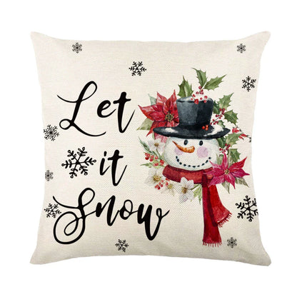 Festive throw pillow covers with various snowflake designs for Christmas home decor