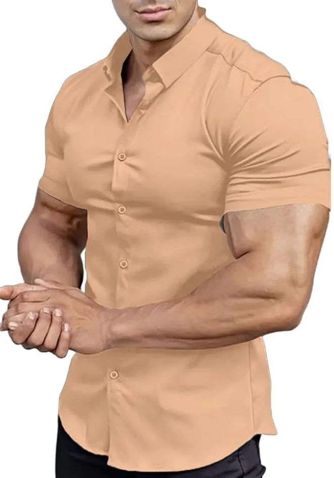 Men's casual short sleeve printed shirt in polyester available in multiple colours and sizes S to 5XL