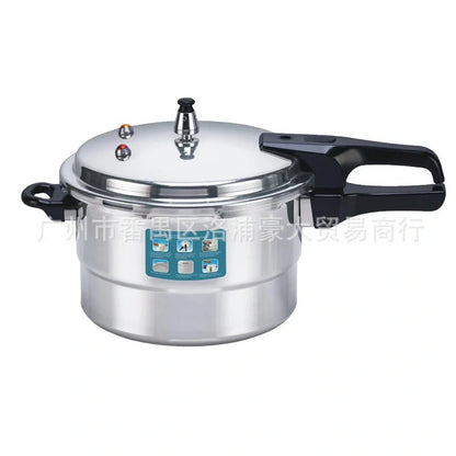 White aluminium alloy pressure cooker with 22cm diameter and double sole bottom for gas and induction cooktops