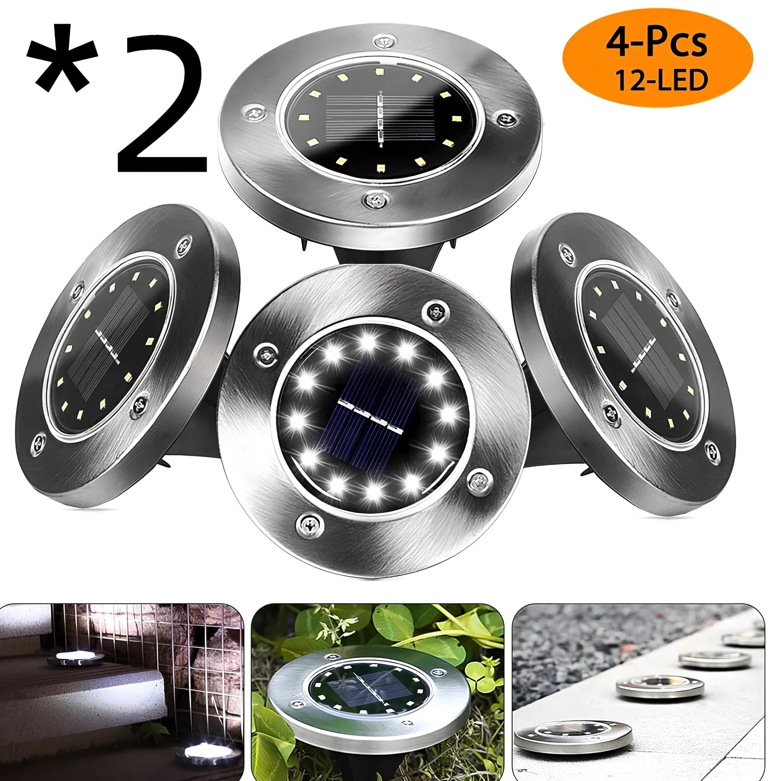 8LED waterproof solar garden light with weatherproof housing and solar panel