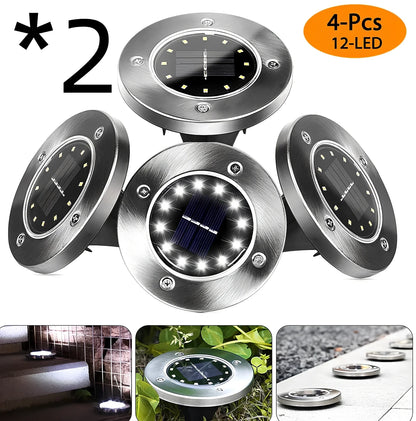 8LED waterproof solar garden light with weatherproof housing and solar panel