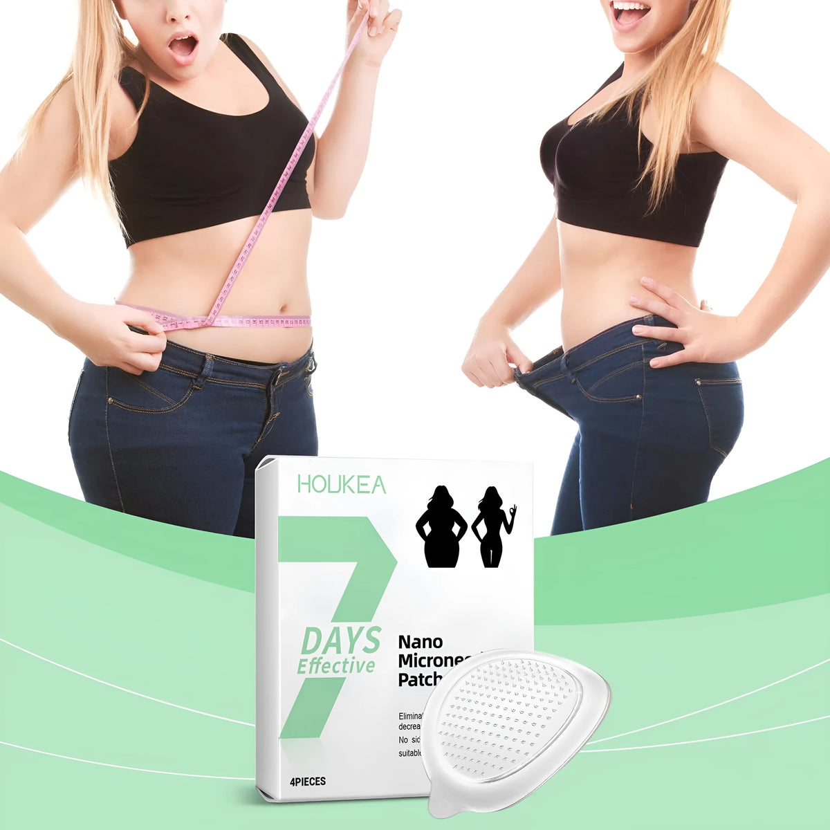 Pack of four slimming nano microneedle stickers with ginger and mugwort formulation