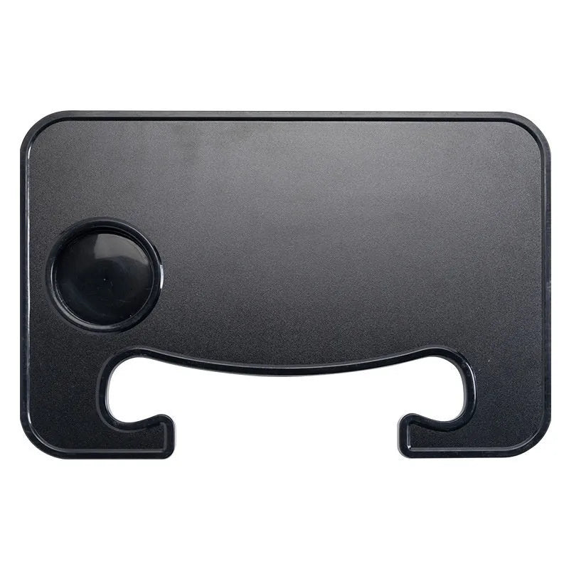 Black ABS plastic car steering wheel tray functioning as a laptop stand and dining table