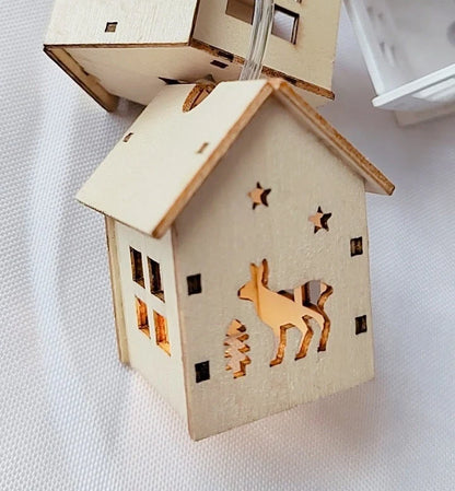 House-shaped LED string lights for Christmas and Halloween decorations in various designs