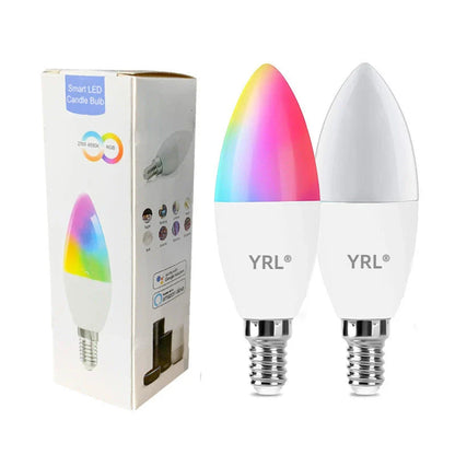 Smart WiFi RGBCW dimmable LED bulb with voice control for home lighting and decor