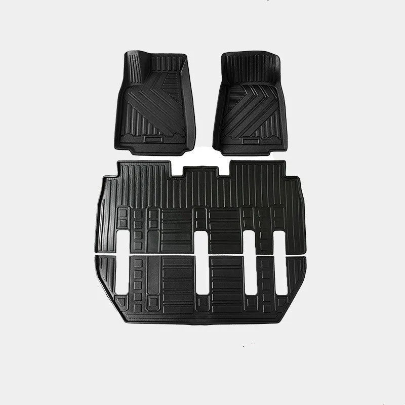 Waterproof TPE car mats for Tesla Model X showing tailbox and cabin protection