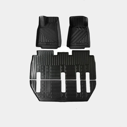 Waterproof TPE car mats for Tesla Model X showing tailbox and cabin protection