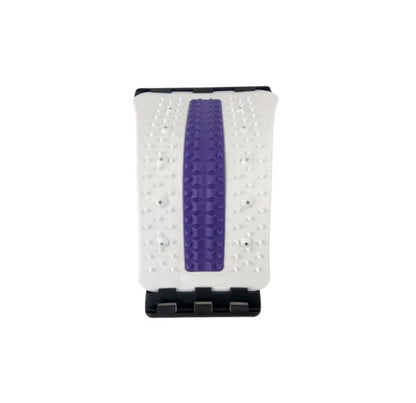 Purple lumbar stretcher with four-gear adjustable height, PP and NBR foam, sponge strip, 150KG capacity.