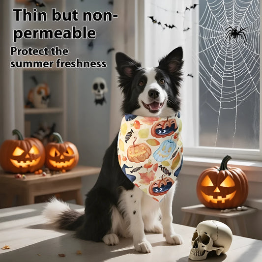 Halloween skull print pet triangular bib in polyester, average size, British style, three colour options