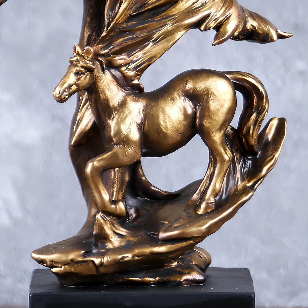 Bronze horse sculpture statue with European animal modelling in resin construction