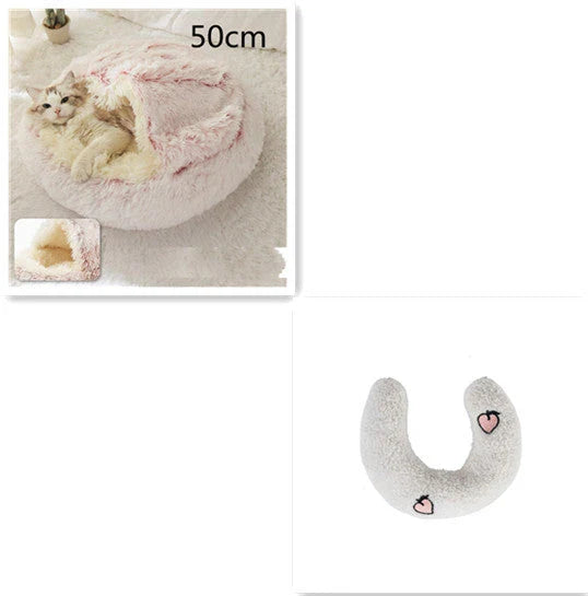Cozy pet bed with plush and warm fabric for cats and dogs