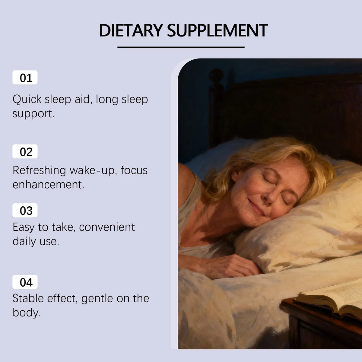 Sleep support capsule with L-theanine and melatonin, 60 capsules pack