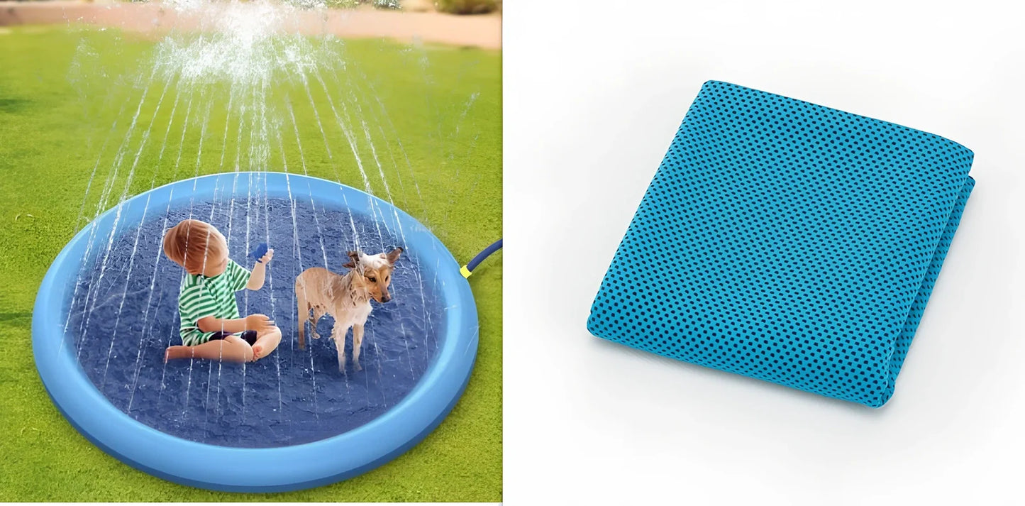 150cm blue non-slip PVC splash pad for kids and pets outdoor water play