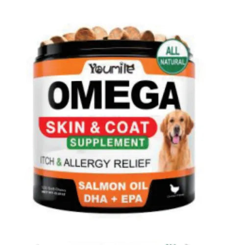 Bottle of fish oil chewing capsules showing 120 count with 1000mg omega-3 per serving label