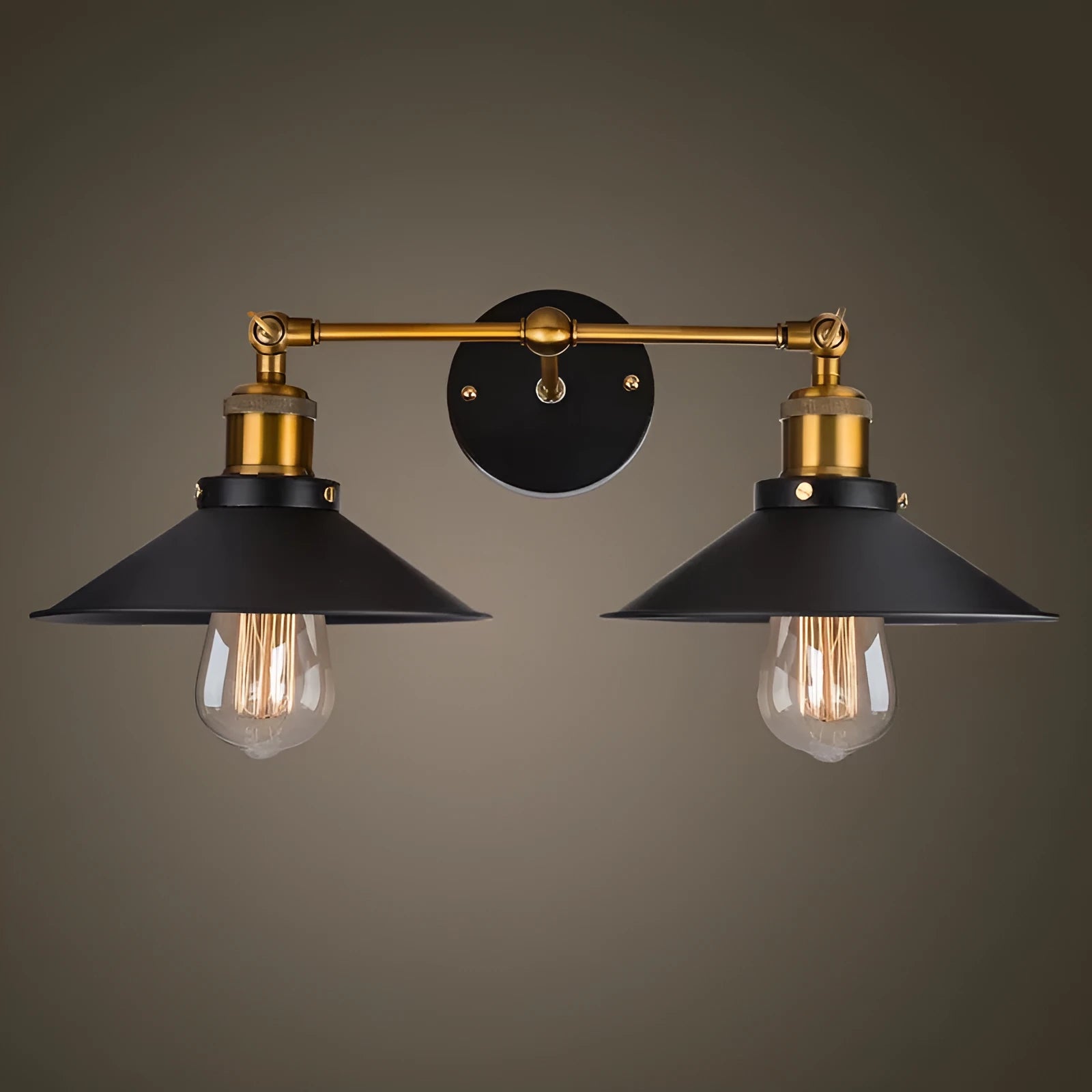 Black double head retro industrial iron wall lamp with Edison bulb compatibility