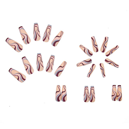 Ballet wave line detachable nail stickers with jelly glue in 24-piece or 96-piece DIY manicure sets