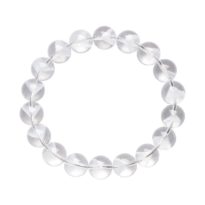 Women's original design bracelet with white crystal ghost pyramid beads and a ruyi decorative element.