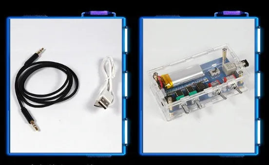 Music Tesla coil driver board with controller, cables, and glowing electrical arcs