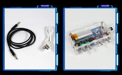 Music Tesla coil driver board with controller, cables, and glowing electrical arcs