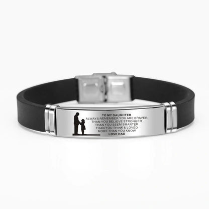 Engraved stainless steel silicone bracelet with personalized charms