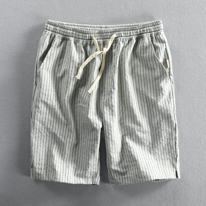 Men's striped casual shorts in cotton with micro elasticity, available in multiple colours and sizes up to 6XL