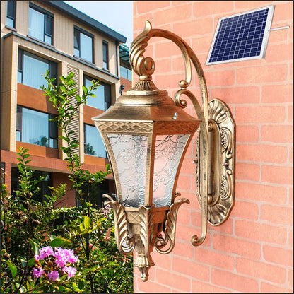 Black solar outdoor wall lamp with remote control for courtyard landscape lighting