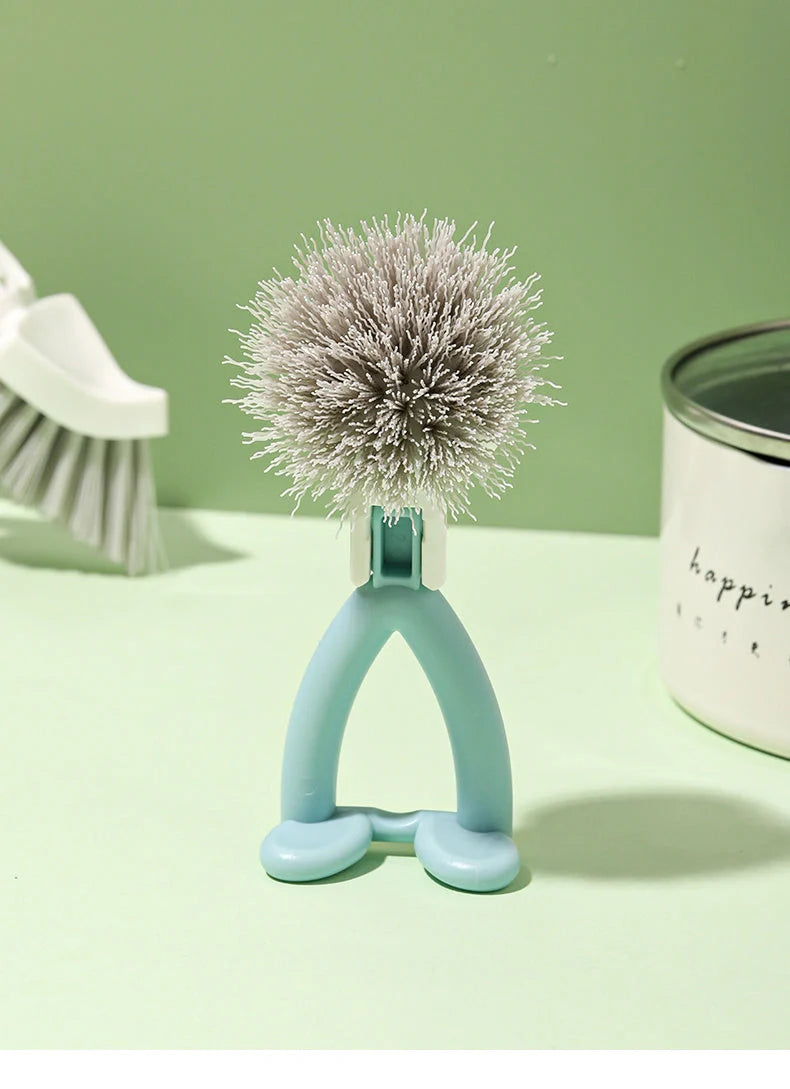 Vertical pot brush with durable bristles for non-stick cookware, available in black and white