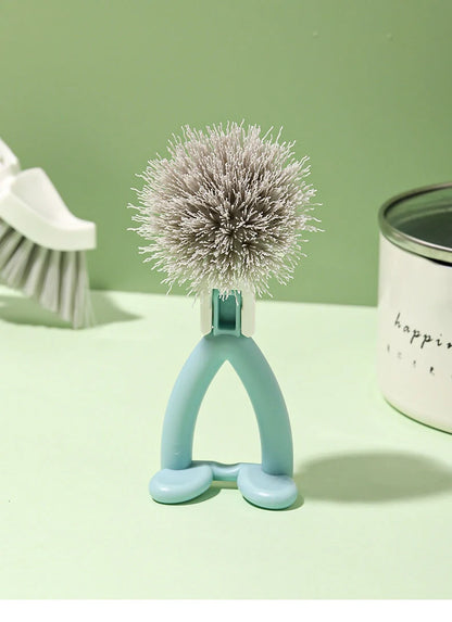 Vertical pot brush with durable bristles for non-stick cookware, available in black and white