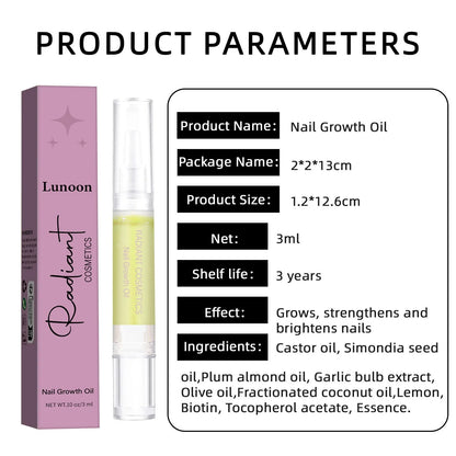 3ml nail growth treatment oil bottle for wash-free nail care application