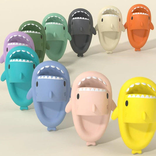 Cozy cartoon shark-themed slippers with anti-slip sole for indoor and outdoor wear