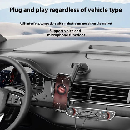 NAI USB car Bluetooth audio receiver with zinc alloy USB connector and black PU-covered cable