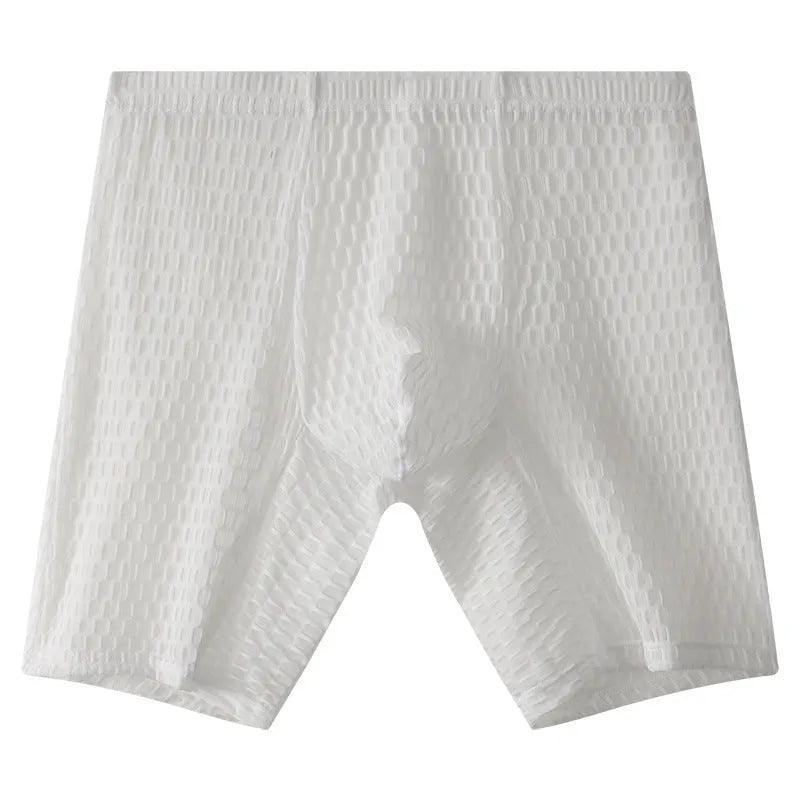 Lace men's boxers in lengthened cut with mid waist design, available in five colours including rose red and green.