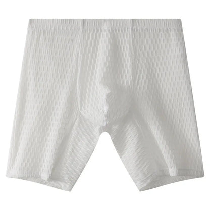 Lace men's boxers in lengthened cut with mid waist design, available in five colours including rose red and green.