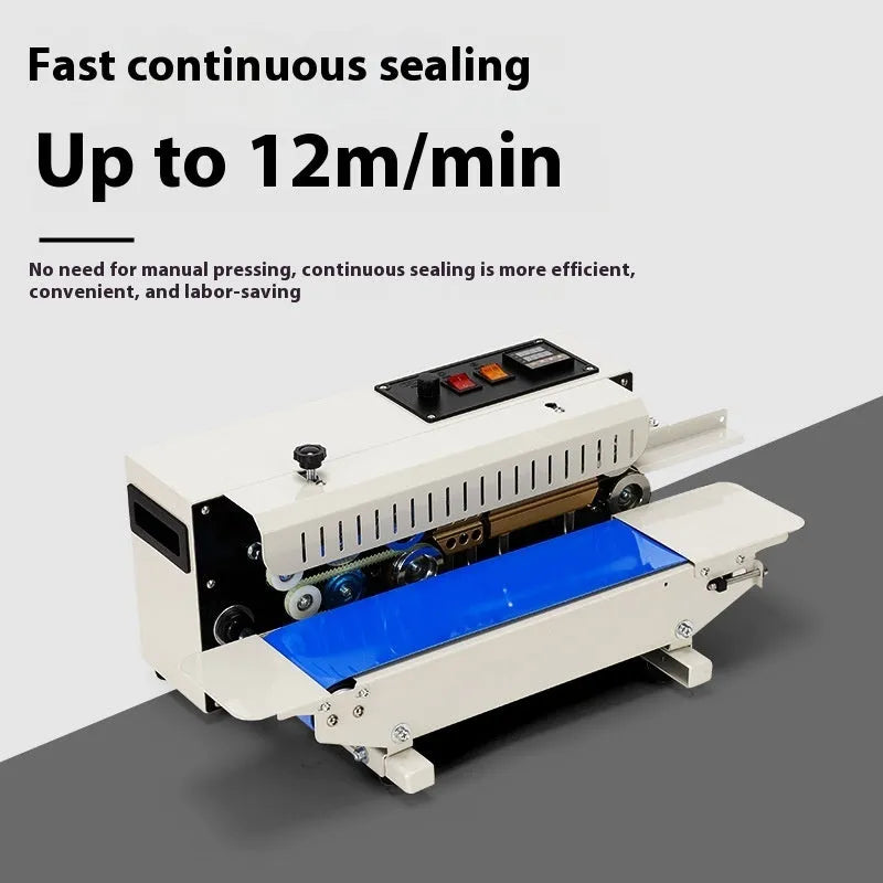 Mini manual sealing machine with steel date printing mechanism and lever operation