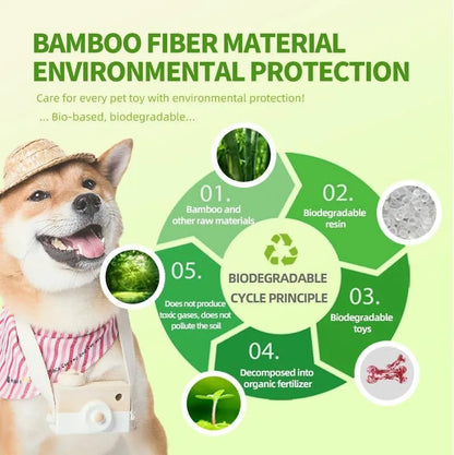 Natural rubber dog chew toy with camouflage design for aggressive chewers, USDA organic certified, in green, white, and yellow colours.