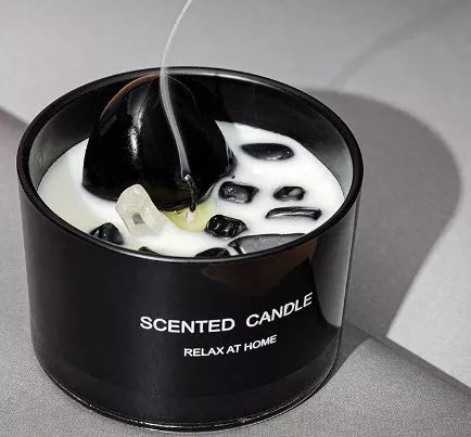 Handmade soy wax aromatherapy candle in gray blue, 7.4 × 4.9cm