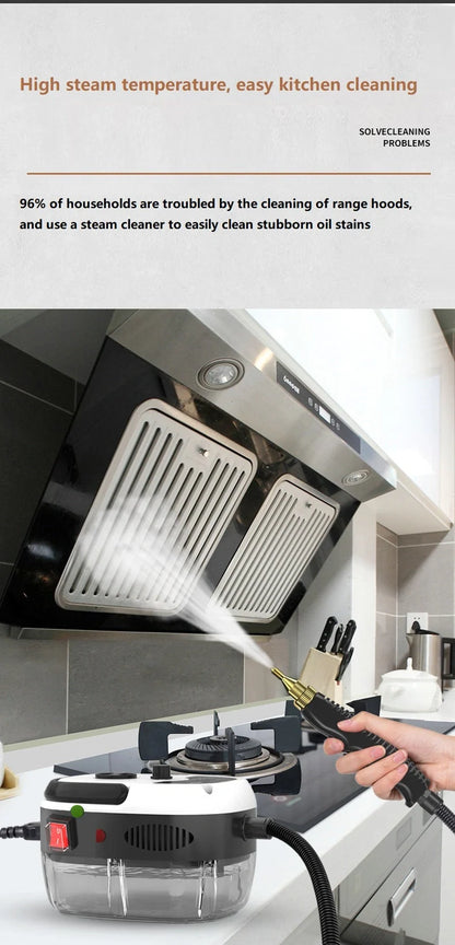 High Pressure Steam Cleaner with large glass water tank and multifunctional spray gun for kitchen cleaning