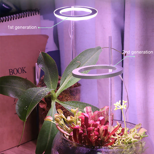 Full spectrum LED grow light with angel ring design for indoor plants, flowers, and seedlings