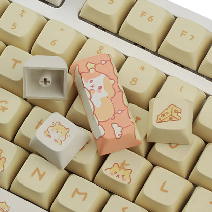 Custard design mechanical keyboard keycap set for 68 75 98 100 column layouts in mouse grey and yellow colourways
