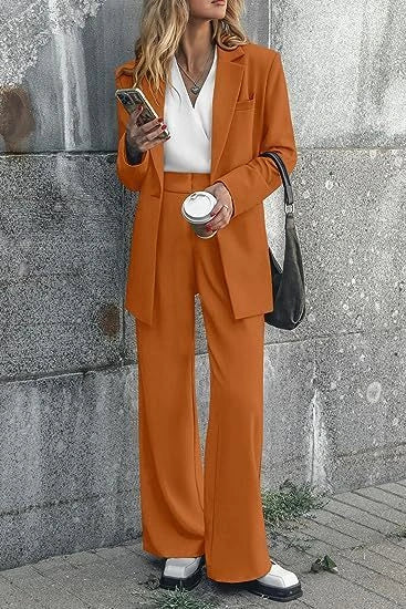 Stylish women's casual solid color suit set in various colors