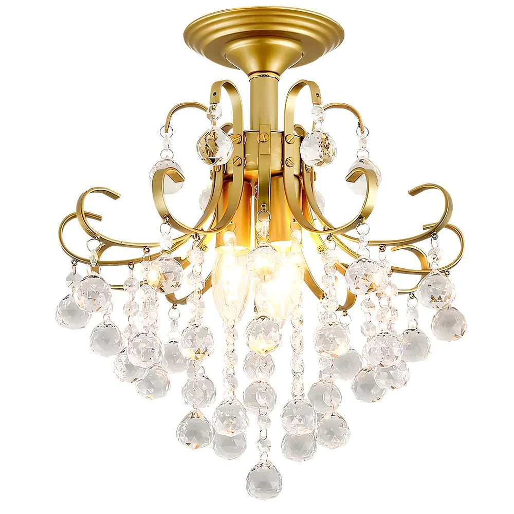 American simple style glass chandelier with A style gold finish, 33cm diameter, adjustable height