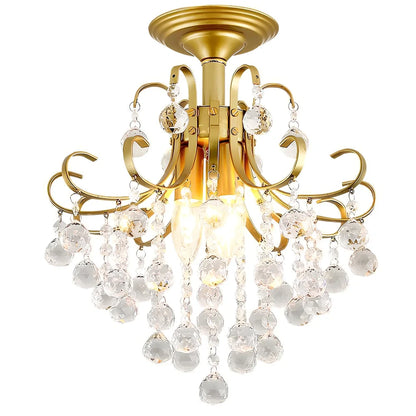 American simple style glass chandelier with A style gold finish, 33cm diameter, adjustable height