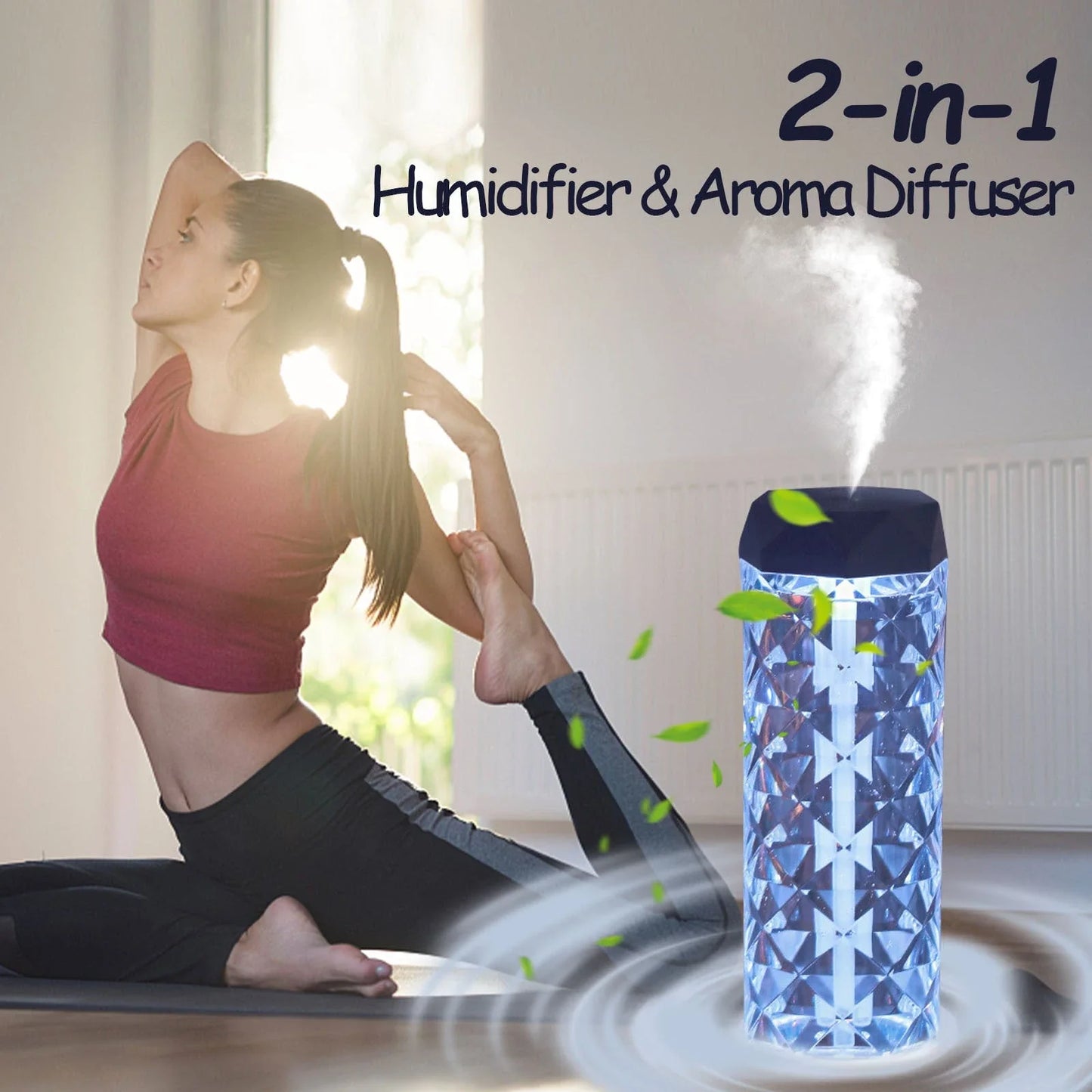 Crystal Lamp Humidifier with Soothing Mist and Customizable Lighting for Home Decor
