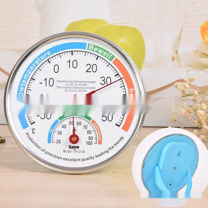 Indoor thermometer with black plastic pointer and red metal pointer on black or blue back shell