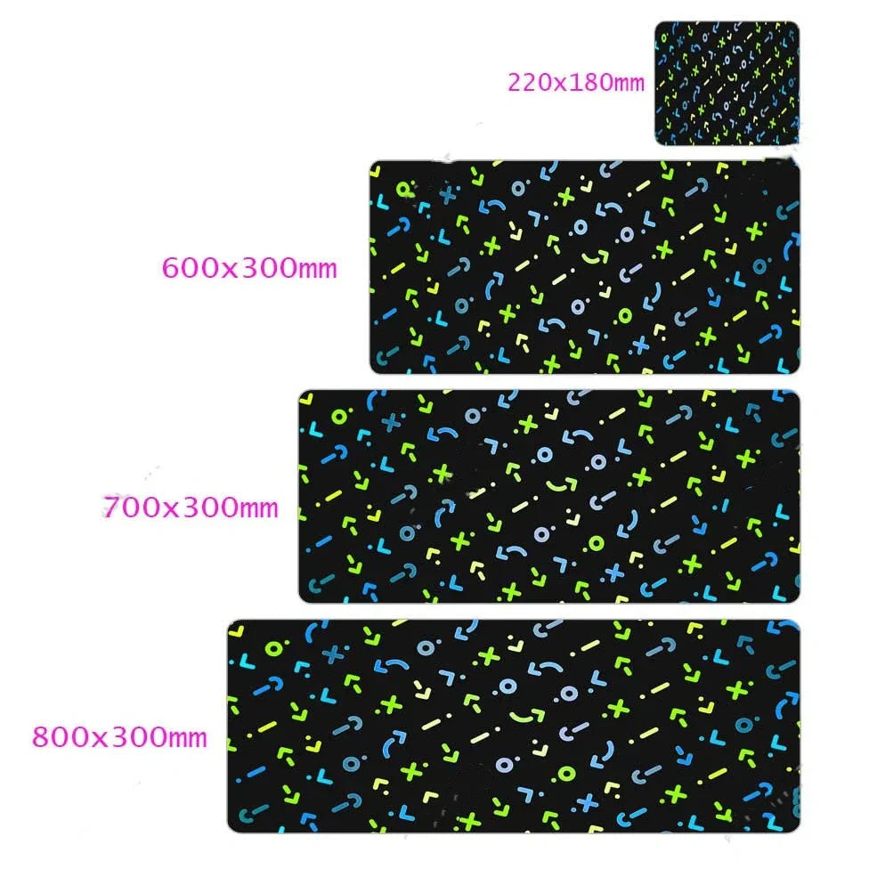 Character gaming mouse pad with 300x800mm surface and rubber base for precise tracking