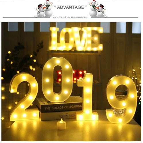 Luminous LED Letter Number Night Light with remote control for weddings and parties