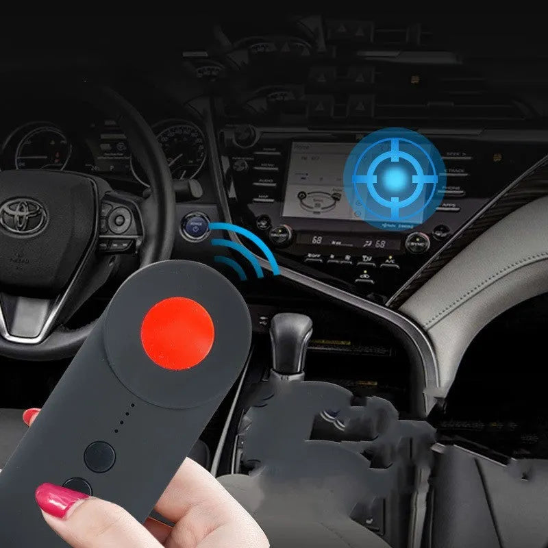 Black anti-car GPS detector measuring 93.8mm with signal detection up to 3 metres for locating surveillance devices