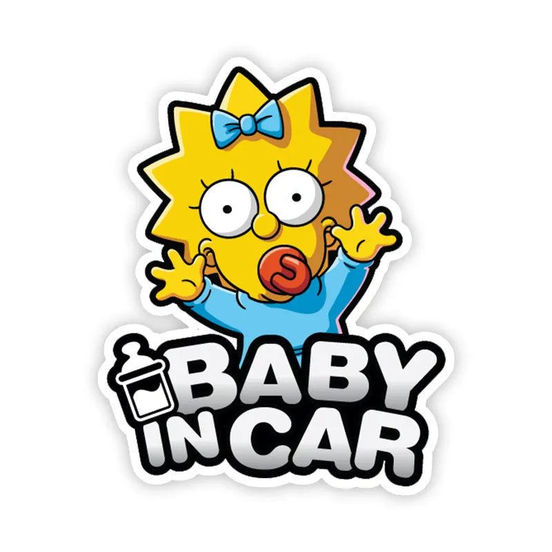 Baby On Board reflective car sticker B033 with PET material in multiple baby-themed designs